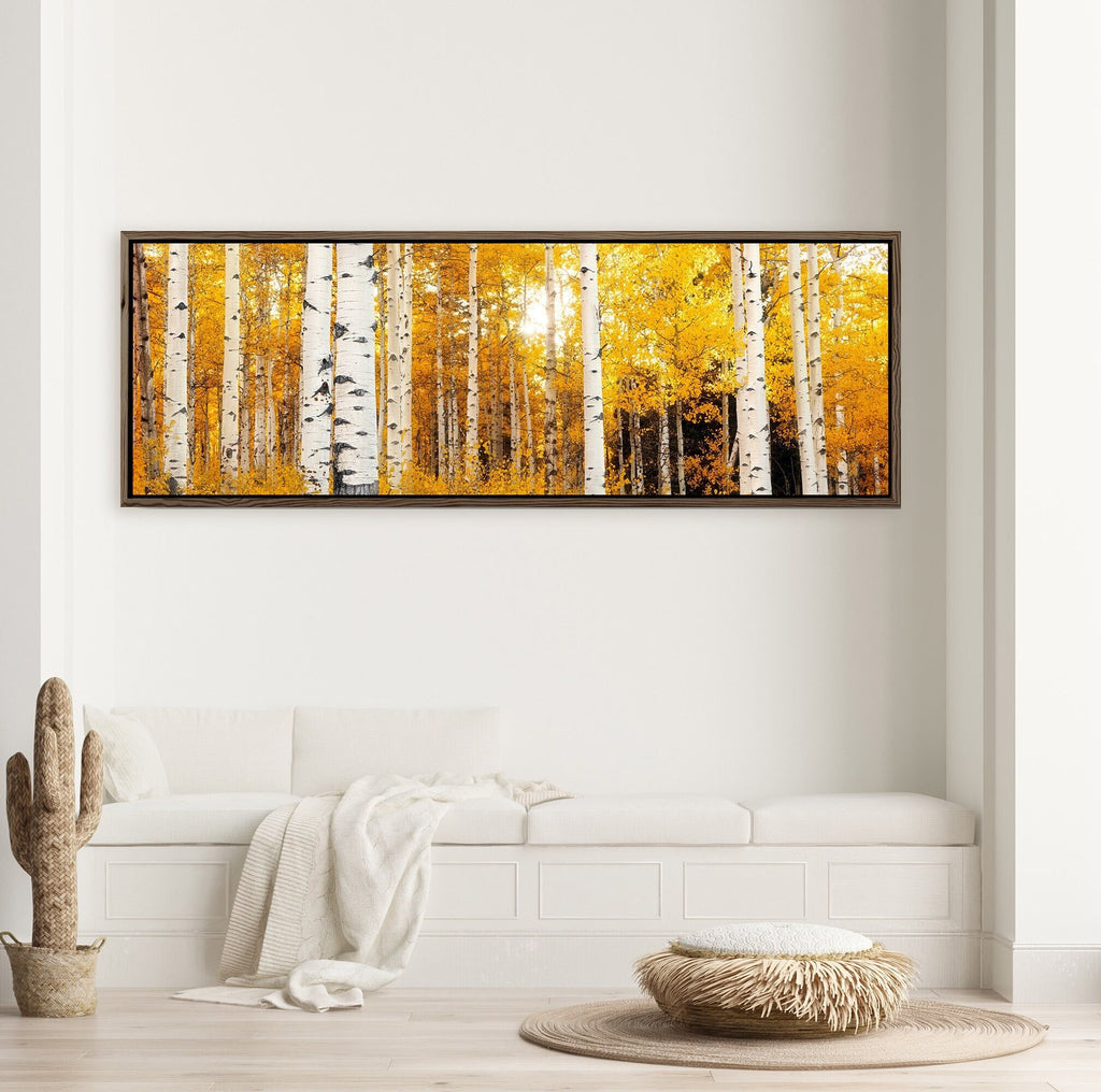 Framed Long Narrow Aspen Tree Wall Art - Large Birch Canvas Art Print ...