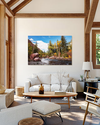 Mountain River Photo, Large Canvas Wall Art or Print, Nature Decor for Cabin or Lodge Style Home