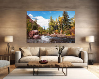 Mountain River Photo, Large Canvas Wall Art or Print, Nature Decor for Cabin or Lodge Style Home