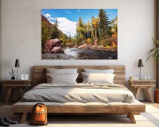 Mountain River Photo, Large Canvas Wall Art or Print, Nature Decor for Cabin or Lodge Style Home