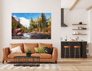 Mountain River Photo, Large Canvas Wall Art or Print, Nature Decor for Cabin or Lodge Style Home