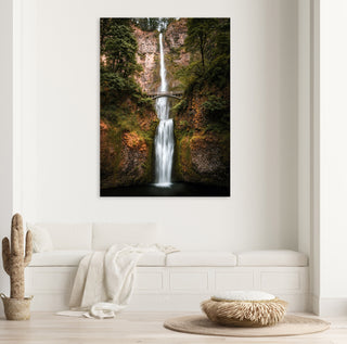 Multnomah Falls Photo Canvas Art Print - Oregon Waterfalls - Nature Home Decor and Housewarming Gift - Forest Print