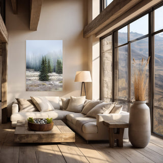 Winter Forest Canvas Print, Neutral Landscape Wall Art, Nature Photography for Cabin, Mountain Lodge, or Holiday Gift