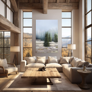 Winter Forest Canvas Print, Neutral Landscape Wall Art, Nature Photography for Cabin, Mountain Lodge, or Holiday Gift
