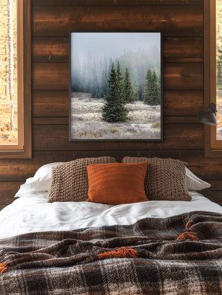 Winter Forest Canvas Print, Neutral Landscape Wall Art, Nature Photography for Cabin, Mountain Lodge, or Holiday Gift