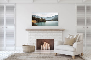 Panoramic Misty Forest Wall Art, Rocky Mountains, Pine Tree Art, Colorado Picture, National Forest, Lake Nature Photography, Blue Green Art