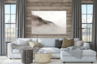 Rocky Mountains, Minimalist Wall Art, Foggy Trees, Nature Photography, Pine Tree Forest, Nature Wall Art