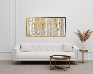 Gold Framed Aspen Birch Tree Canvas - Extra Large Wall Art - Nature Photography for Living Room, Bedroom or Office - Modern, Minimalist Home Decor