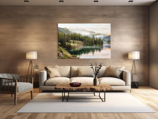 Colorado Mountain Lake Canvas Wall Art | Rustic Living Room Decor | Nature Wall Decor