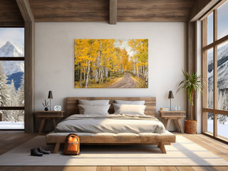 Fall Aspen Tree Forest Canvas Wall Art - Birch Tree Photo - Landscape Nature Photography