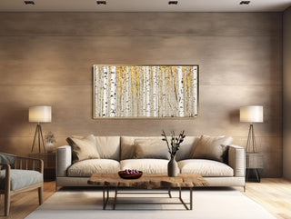 Gold Framed Aspen Birch Tree Canvas - Extra Large Wall Art - Nature Photography for Living Room, Bedroom or Office - Modern, Minimalist Home Decor