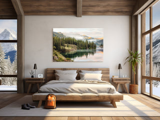 Colorado Mountain Lake Canvas Wall Art | Rustic Living Room Decor | Nature Wall Decor