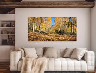 Fall Yellow Aspen Tree Canvas Wall Art - Vibrant Yellow Art Prints - Colorado Photography - Nature Decor for Home and Office - Birch Trees