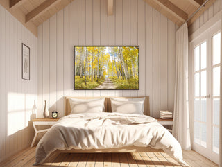 Framed Aspen Tree Forest Canvas - Colorado Landscape Photography, Home Office Decor
