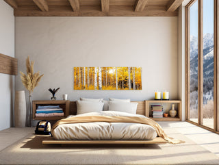 Long Narrow Aspen Tree Canvas Wall Art - Birch Art Print - Extra Large Wall Art - Fall Forest - Nature Photography - Home Office Decor