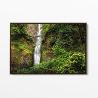 Framed Canvas Multnomah Falls Wall Art - Oregon Photography - Large Mantle Picture - Lodge Cabin or Rustic Home Decor - Waterfall Art Prints