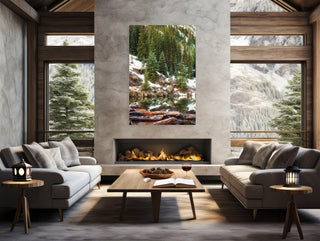 Pine Trees and Snow Canvas Wall Art - Mountain Lake- Maroon Bells Aspen Colorado - Winter Landscape Photo Prints