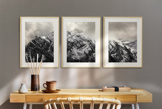 Mountain Wall Art Canvas or Photo Prints - Gallery Set of 3 Winter Snow Picture - Colorado Landscape - Living Room Bedroom Office Decor