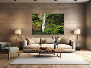 Multnomah Falls Acrylic Waterfall Wall Art - Lush Green Forest Waterfall - Home Decor - Columbia River Gorge - Oregon Photography