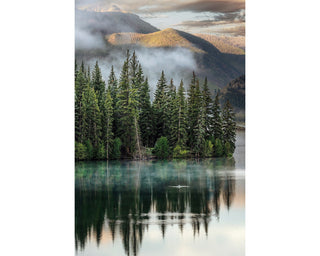Large Rocky Mountain Metal Wall Art - Colorado Lake - Foggy Misty Forest - Home Decor - Office Picture