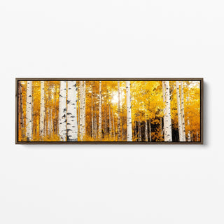 Framed Long Narrow Aspen Tree Wall Art - Large Birch Canvas Art Print - Home Office Decor