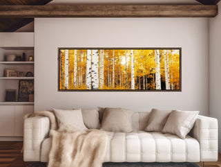 Framed Long Narrow Aspen Tree Wall Art - Large Birch Canvas Art Print - Home Office Decor