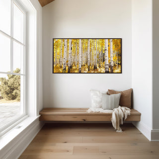 Colorado Aspen Framed Canvas Wall Art - Large Forest Photo Art Prints - Nature Gifts for Him or Her - Home Decor - Birch Trees